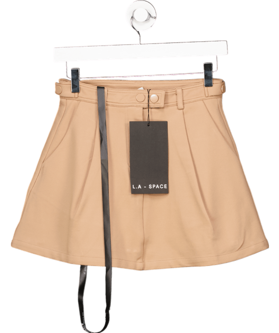 L.A - Space Beige Sculpted Mini Skirt UK 8 - Reliked
