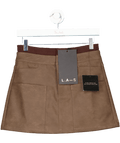 L.A - Space Brown Sienna Faux Leather Cargo Mini Skirt UK 6 - Reliked