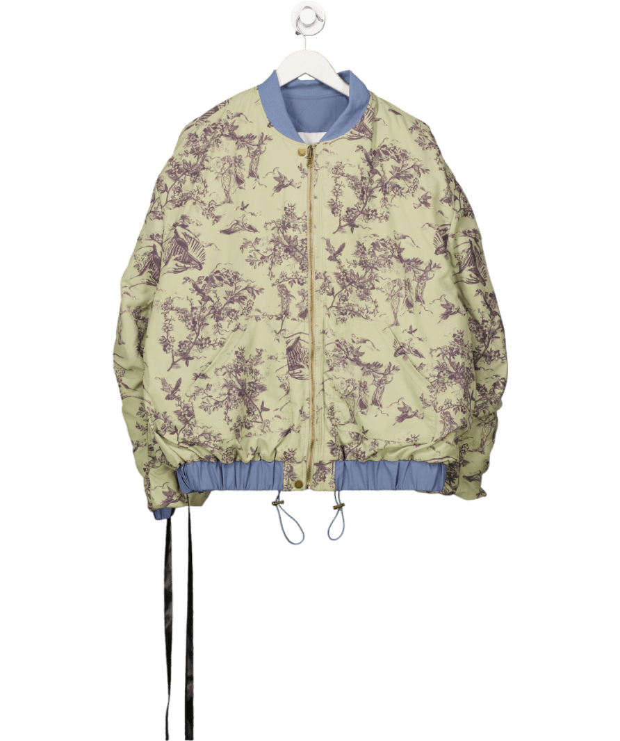 L.A - SPACE "Louis" Colour Block Reversible Beige & Blue / Toile Bomber Jacket UK M - Reliked