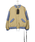 L.A - SPACE "Louis" Colour Block Reversible Beige & Blue / Toile Bomber Jacket UK M - Reliked