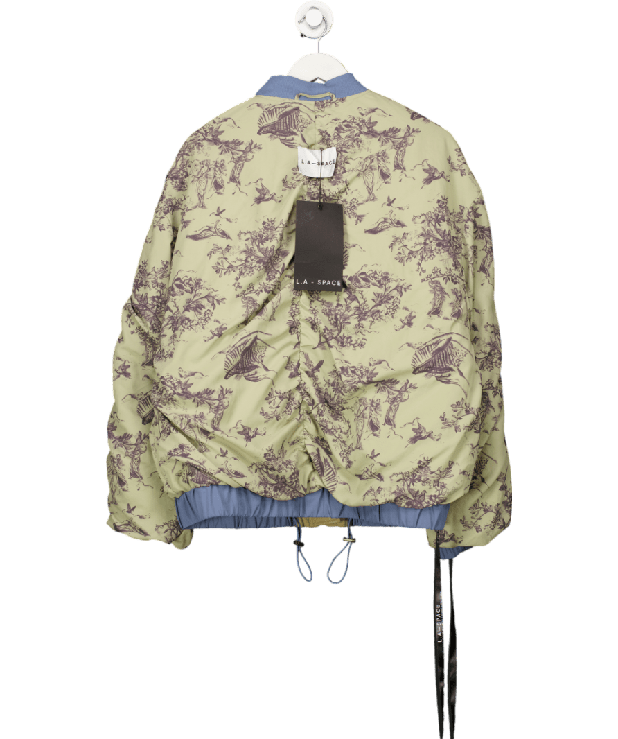 L.A - SPACE "Louis" Colour Block Reversible Beige & Blue / Toile Bomber Jacket UK M - Reliked