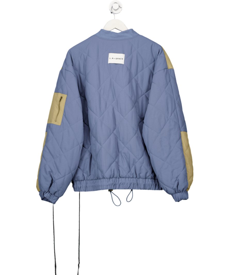 L.A - SPACE "Louis" Colour Block Reversible Beige & Blue / Toile Bomber Jacket UK M - Reliked