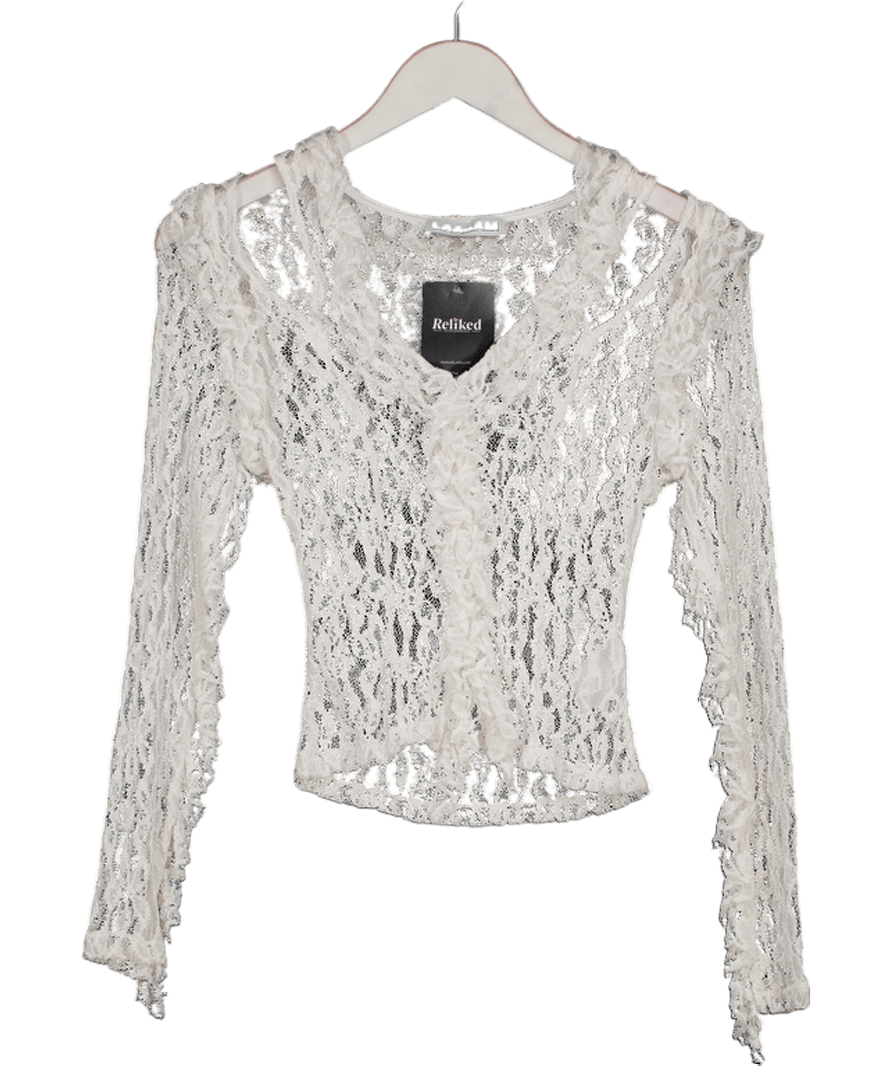 LAAGAM White Lace Cold - shoulder Top UK XS - Reliked