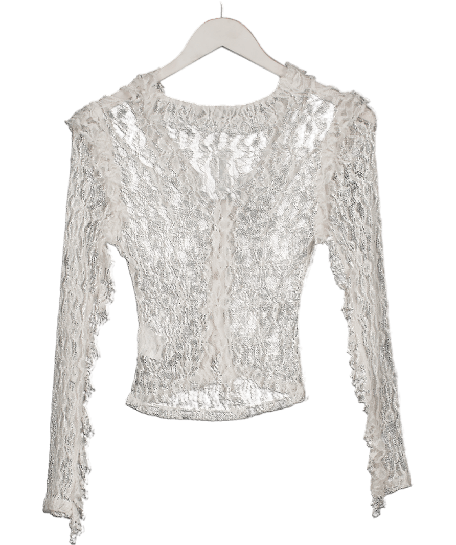 LAAGAM White Lace Cold - shoulder Top UK XS - Reliked
