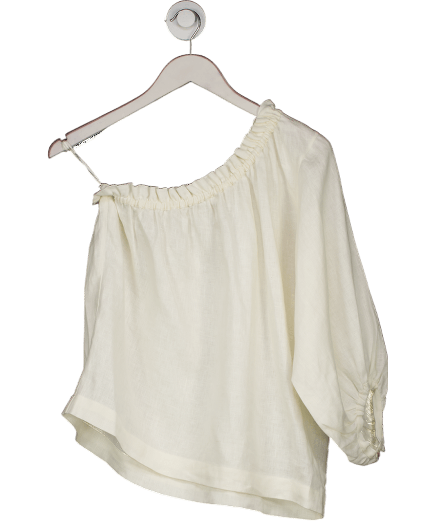 Labeca London Cream Linen One Sleeve Top UK XS/S - Reliked