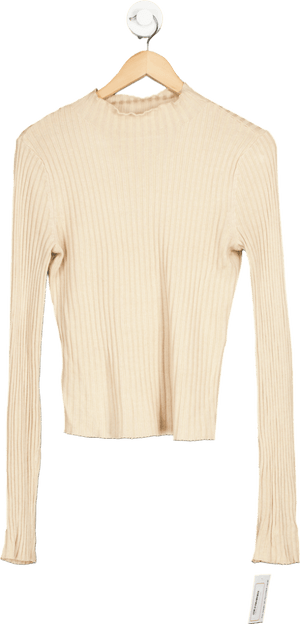 L'Academie Beige Ribbed Knit Top UK S