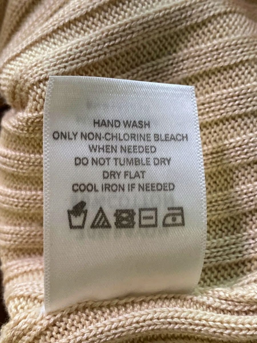 L'Academie Beige Ribbed Knit Top UK S - Reliked