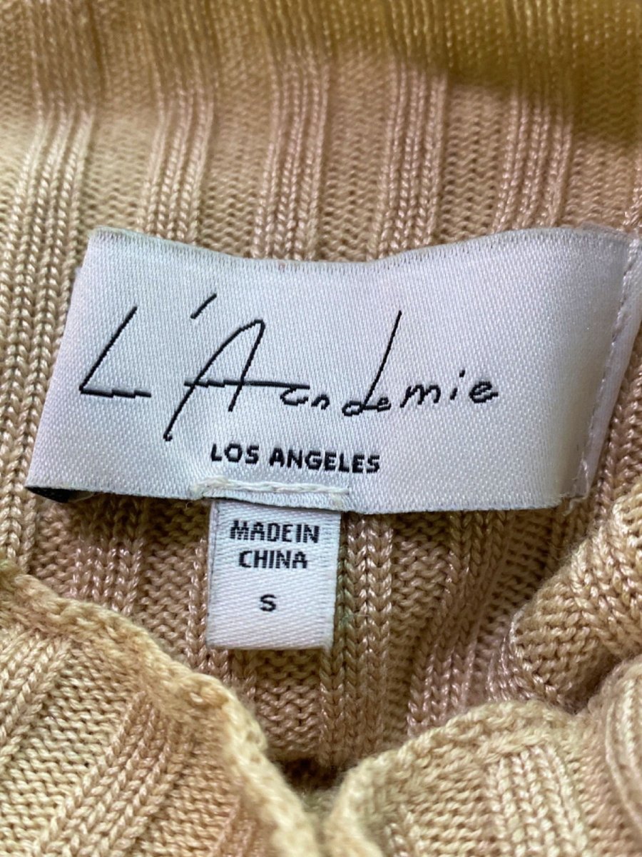 L'Academie Beige Ribbed Knit Top UK S - Reliked