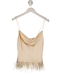 L'academie Cream Feather Trim Satin Cami Top UK XS - Reliked