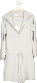 L'Academie Light Grey Ribbed Knit Zip - Up Romper M - Reliked