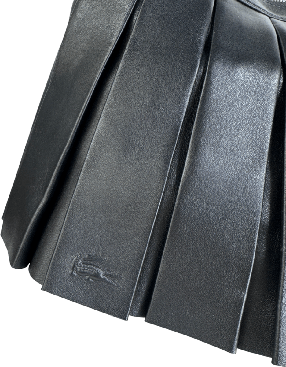 Lacoste Black Pleated Leather Shoulder Bag - Reliked