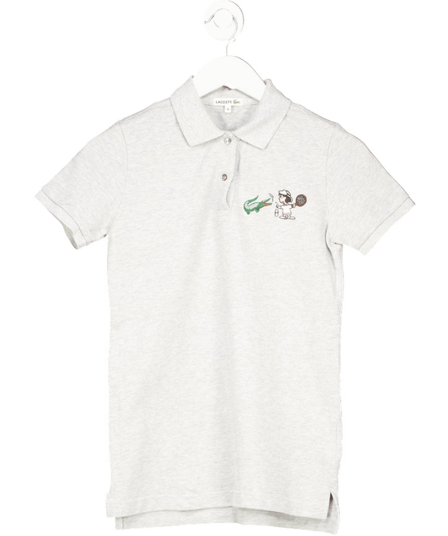 Lacoste Grey X Peanuts Embroidered Polo UK 8 - Reliked