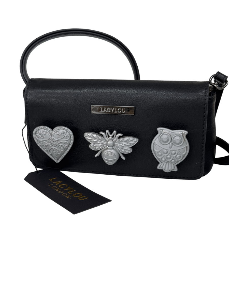 Lacylou London Black Multi Charm Multi - way Clutch Bag With Crossbody Strap - Reliked