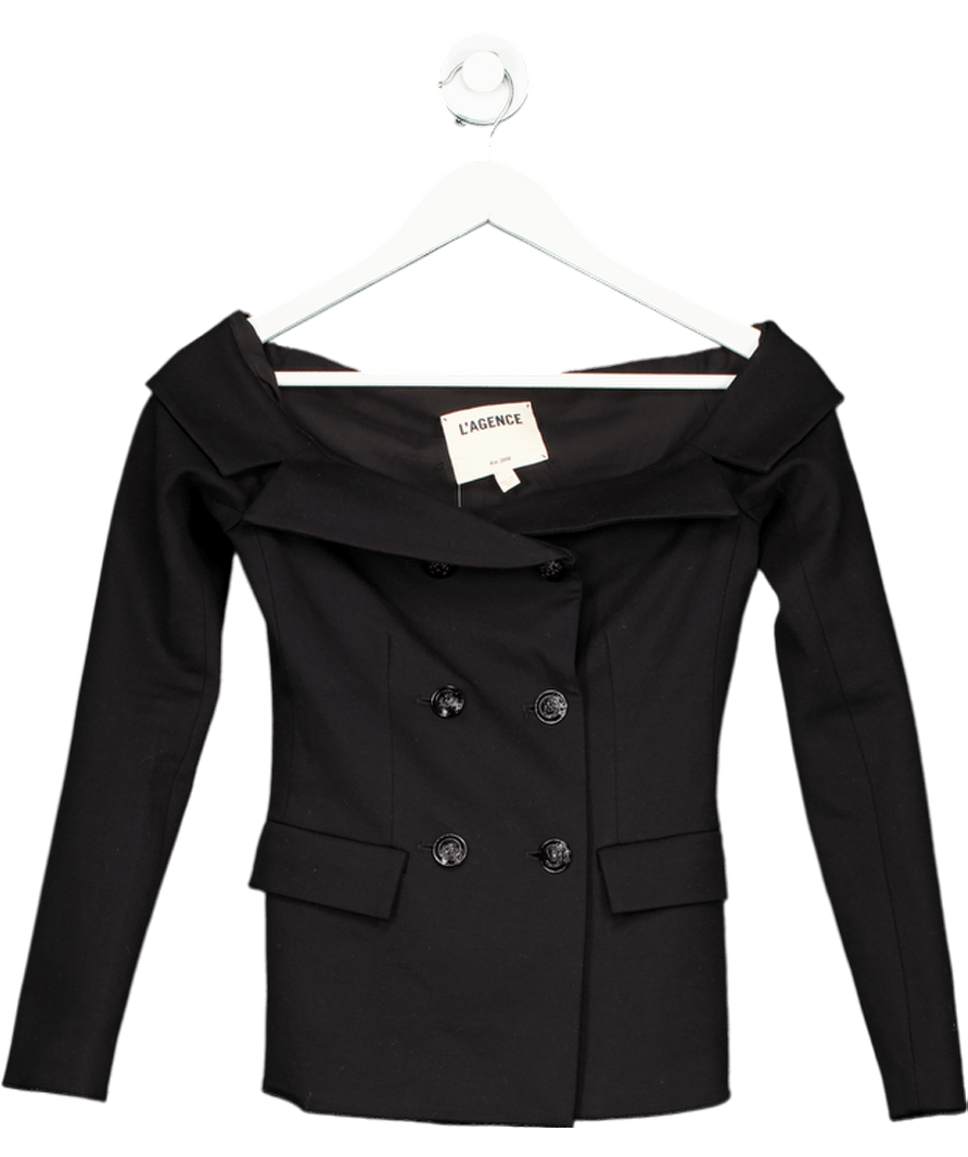 L'agence Black Off The Shoulder Blazer Sz0 UK 4 - Reliked