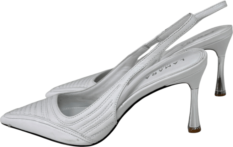 Lamara London White Rae Slingback Kitten Heels UK 5 EU 38 👠 - Reliked