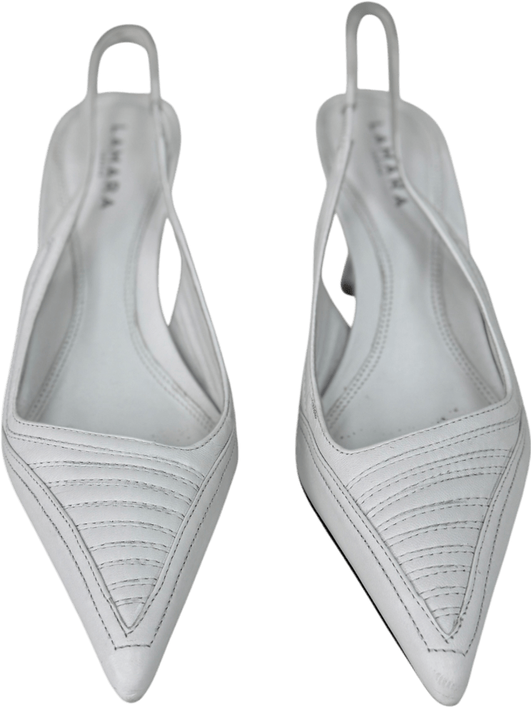 Lamara London White Rae Slingback Kitten Heels UK 5 EU 38 👠 - Reliked