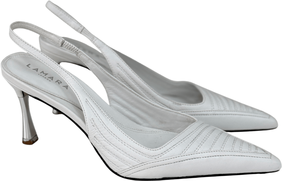 Lamara London White Rae Slingback Kitten Heels UK 5 EU 38 👠 - Reliked