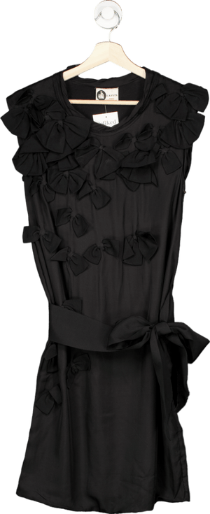 Lanvin Black Silk dress with 3d bow details UK S