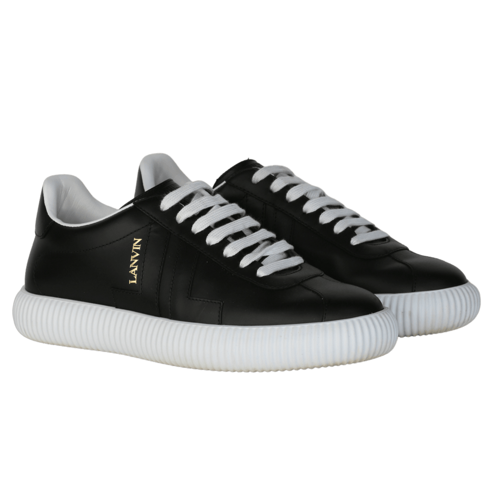 Lanvin Glen Low Top Calf Leather Sneakers In Black UK 6 EU 39 👠 - Reliked