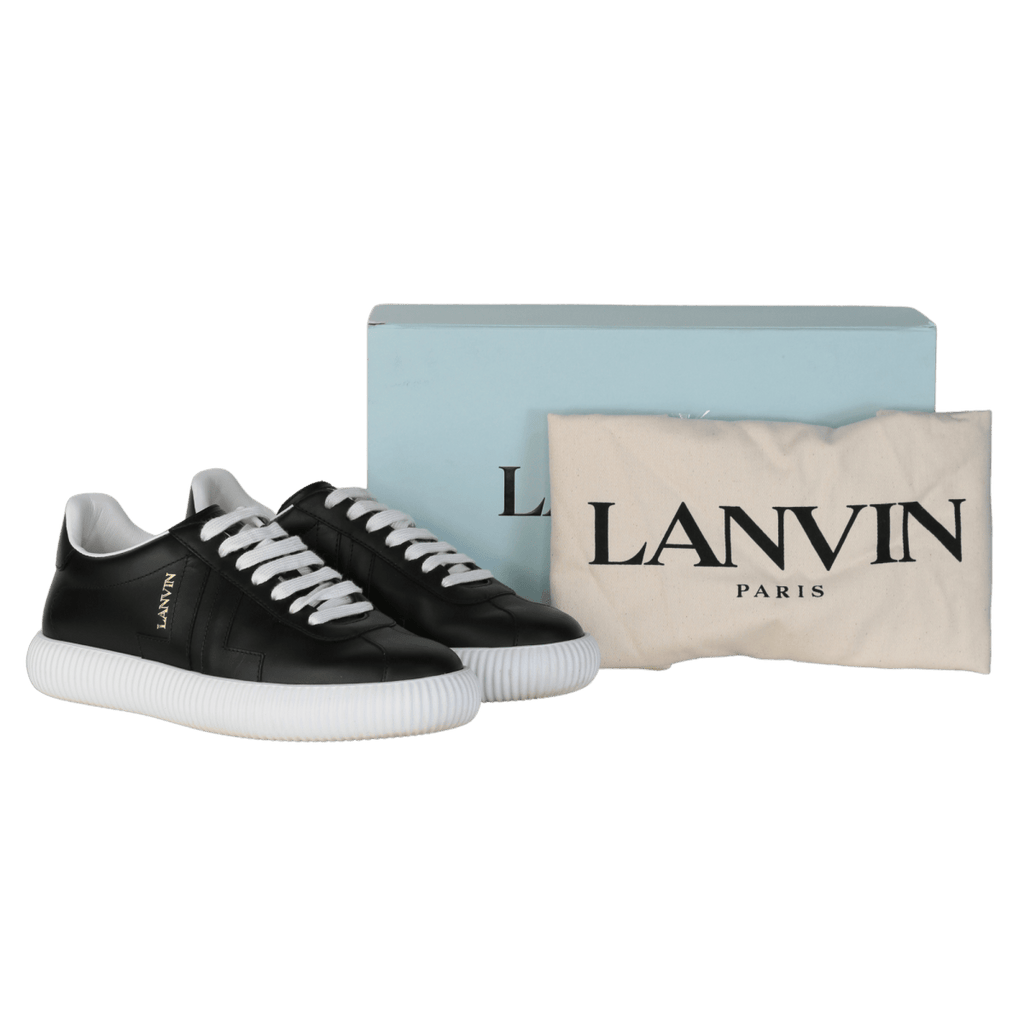 Lanvin Glen Low Top Calf Leather Sneakers In Black UK 6 EU 39 👠 - Reliked