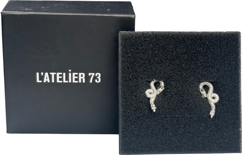 L'atelier 73 Metallic Dragon Silver Stud Earrings - Reliked