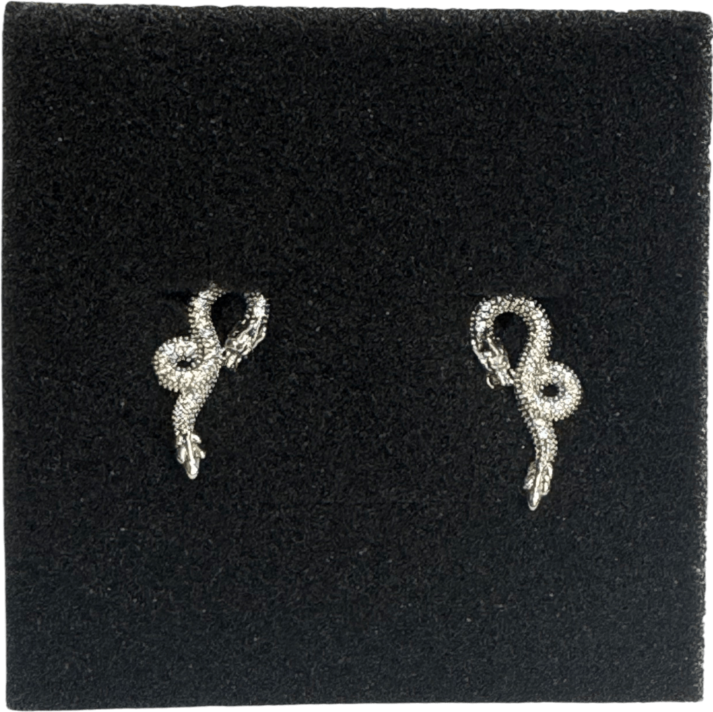 L'atelier 73 Metallic Dragon Silver Stud Earrings - Reliked