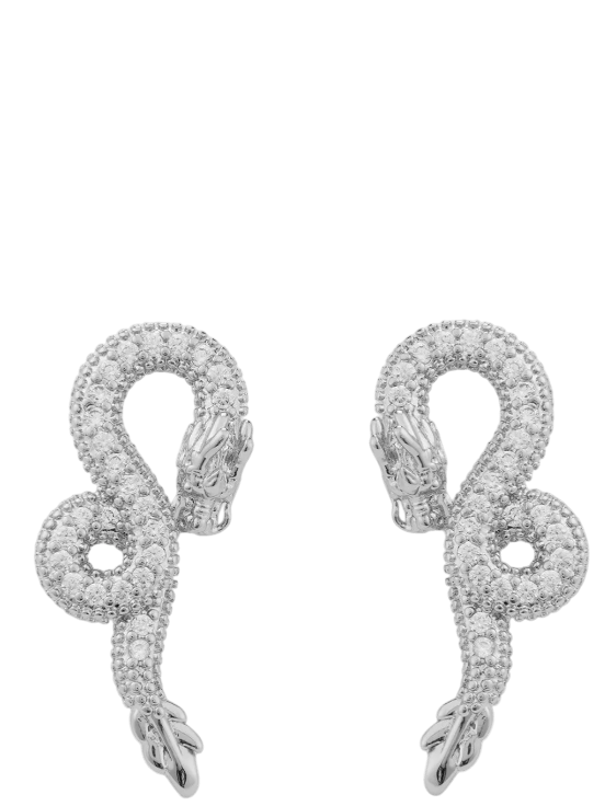 L'atelier 73 Metallic Dragon Silver Stud Earrings - Reliked