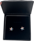 L'atelier Metallic Jewel Flower Stud Earrings One Size - Reliked