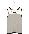 Laura Ashley White & Black Cotton Knit Tank Top UK L - Reliked