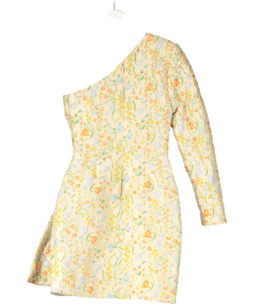 Lavish Alice Cream Embroidered One Shoulder Mini Dress UK 6 - Reliked