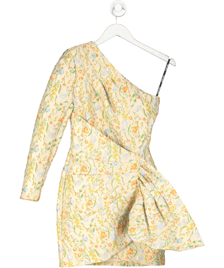 Lavish Alice Cream Embroidered One Shoulder Mini Dress UK 6 - Reliked