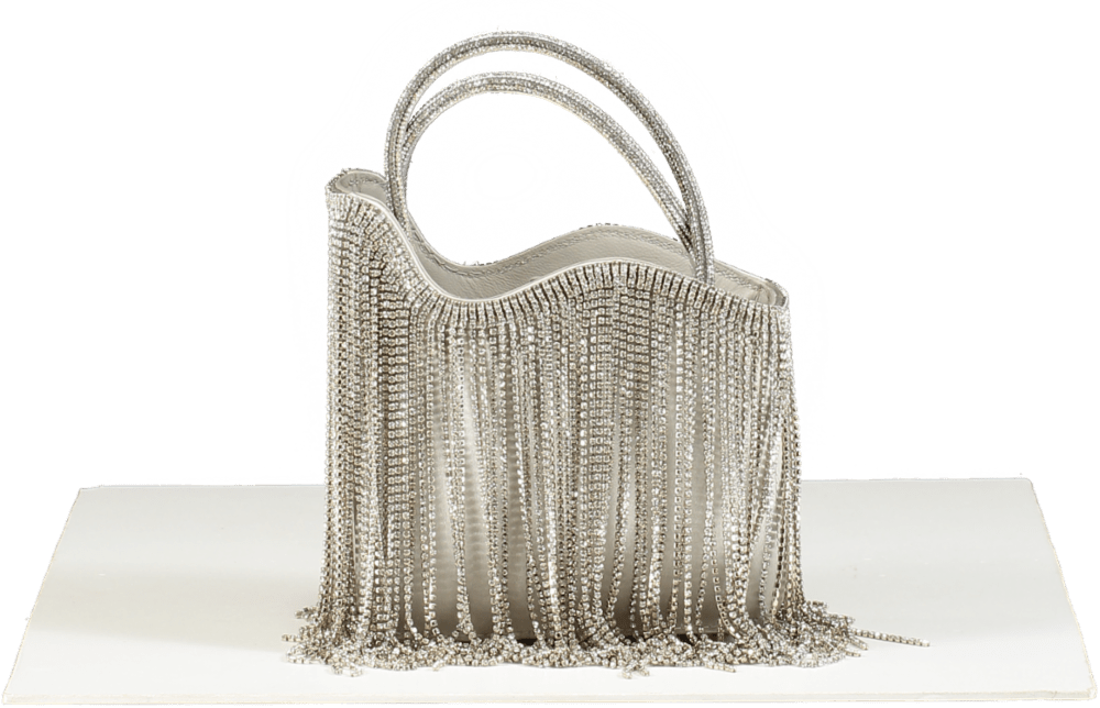 Le Silla Ivy Silver Rhinestone Fringe Mini Bag - Reliked