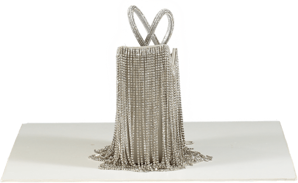 Le Silla Ivy Silver Rhinestone Fringe Mini Bag - Reliked