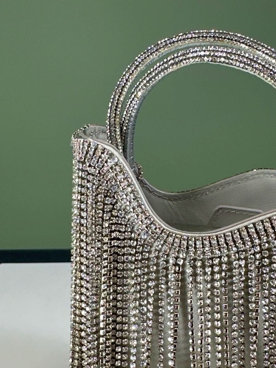 Le Silla Ivy Silver Rhinestone Fringe Mini Bag - Reliked