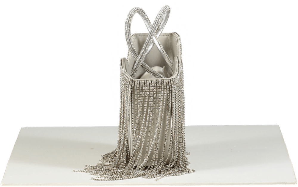 Le Silla Ivy Silver Rhinestone Fringe Mini Bag - Reliked