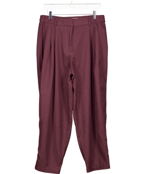 Leem Purple Tapered-leg High-rise Woven Trousers UK M
