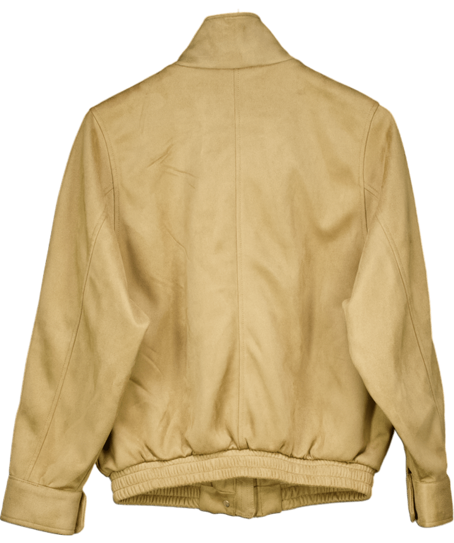 Lefties Beige Faux Suede Bomber Jacket UK M - Reliked