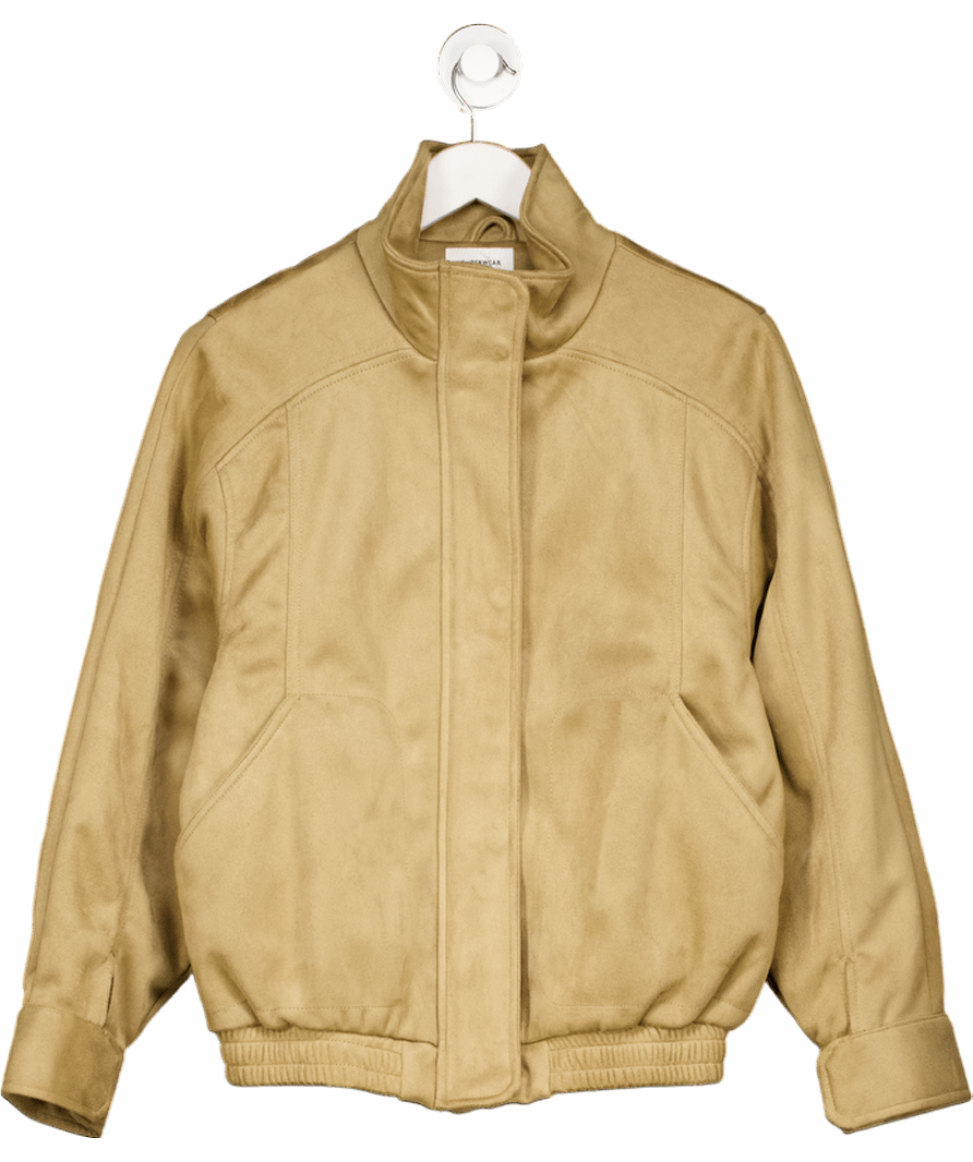 Lefties Beige Faux Suede Bomber Jacket UK M - Reliked