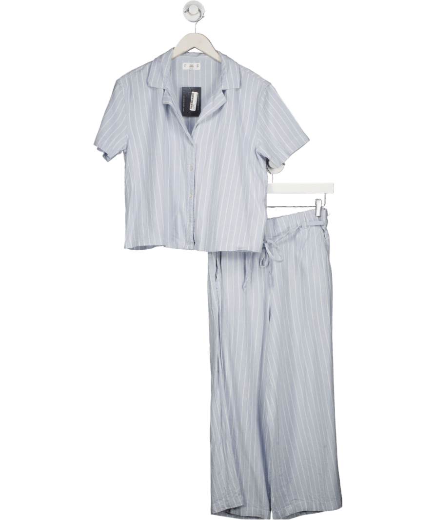 Lefties Blue Cropped Poplin Shirt And Trousers UK S - Reliked