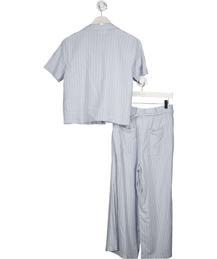 Lefties Blue Cropped Poplin Shirt And Trousers UK S - Reliked