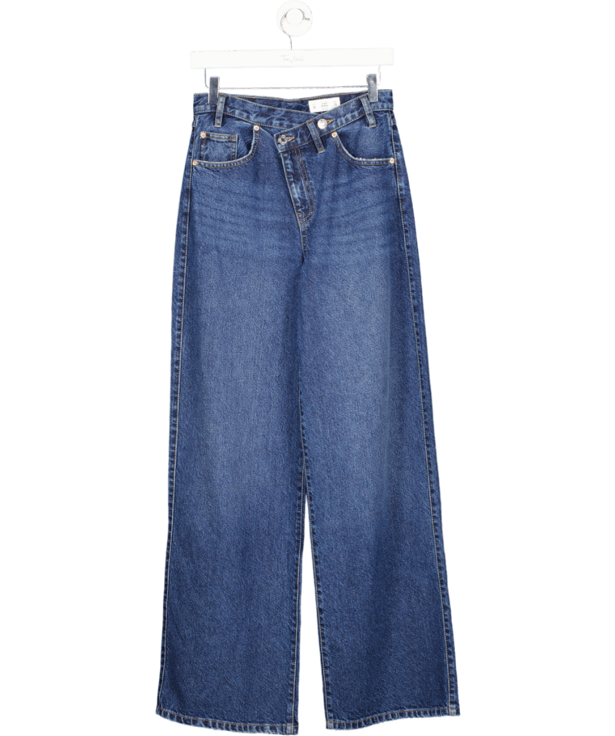 Lefties Blue Dark Wash Wide Leg Jeans UK 8 - Reliked