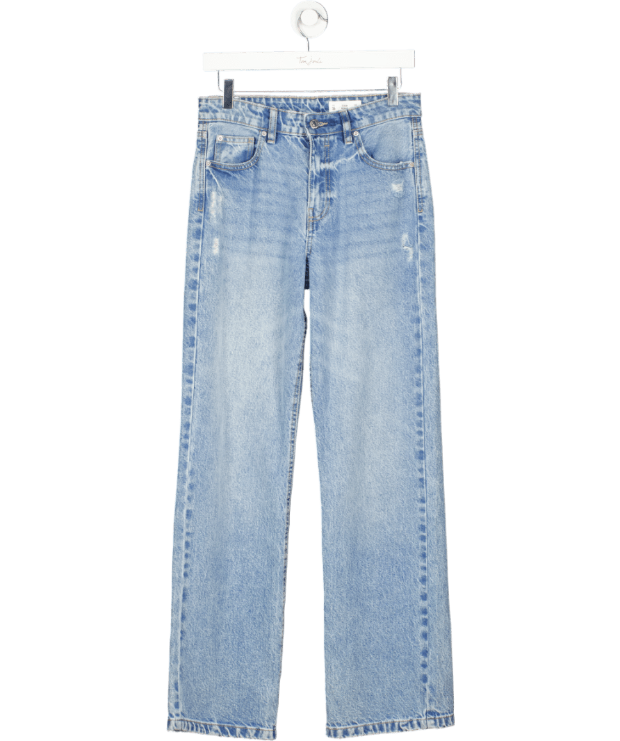 Lefties Blue Wide Leg Slim Fit Ribbed Jeans UK 8 - Reliked