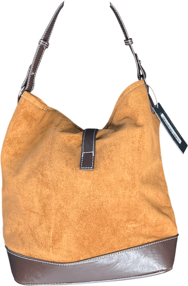 lefties Brown Faux Suede Bucket Bag - Reliked