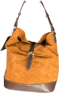 lefties Brown Faux Suede Bucket Bag - Reliked