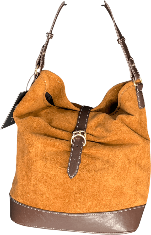 lefties Brown Faux Suede Bucket Bag - Reliked