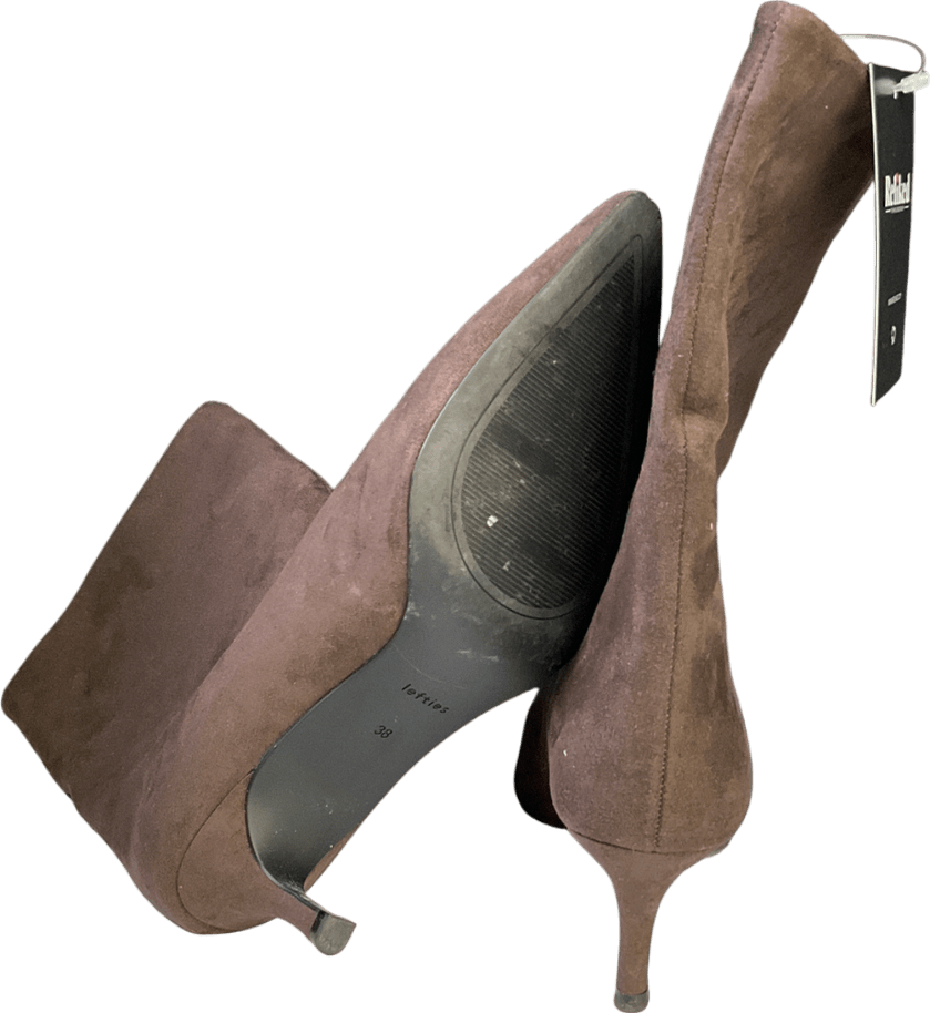 lefties Brown Faux Suede Heeled Boots UK 5 EU 38 👠 - Reliked