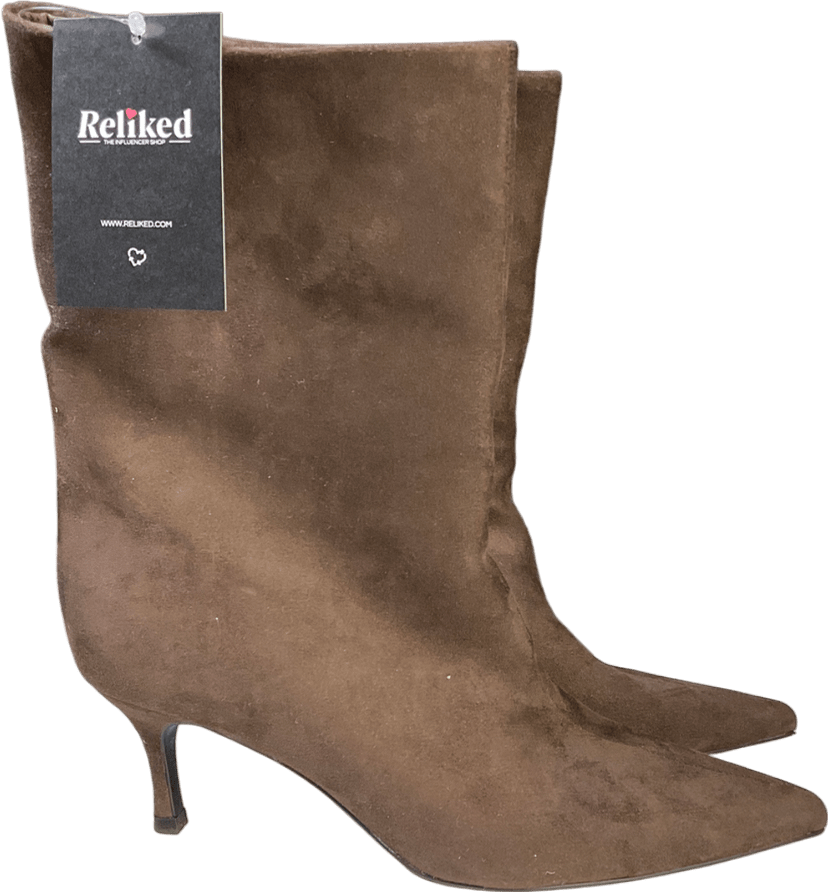 lefties Brown Faux Suede Heeled Boots UK 5 EU 38 👠 - Reliked