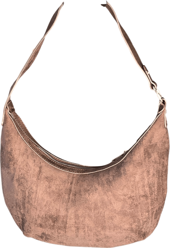 lefties Brown Faux Suede Oval Shoulder Bag - Shopper - Reliked