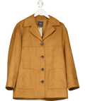 Lefties Brown Long Faux Suede Jacket UK M - Reliked