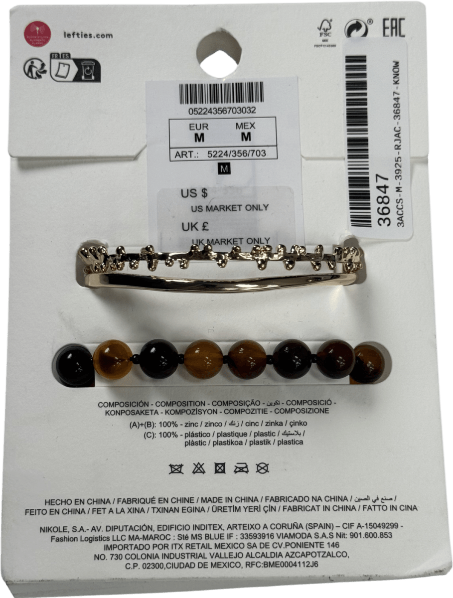 Lefties Brown Pack Of 3 Assorted Bracelets UK M - Reliked